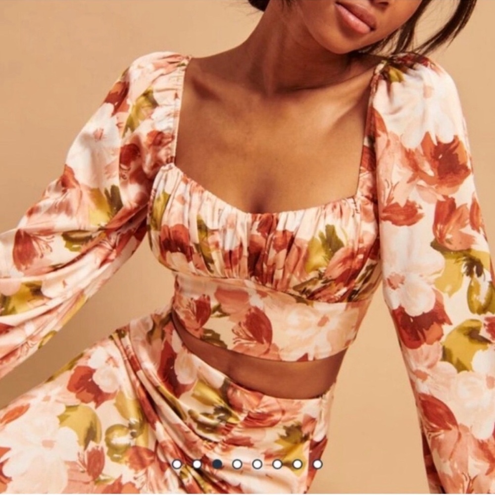 Abercrombie & Fitch | Cropped Long-Sleeve Satin Top